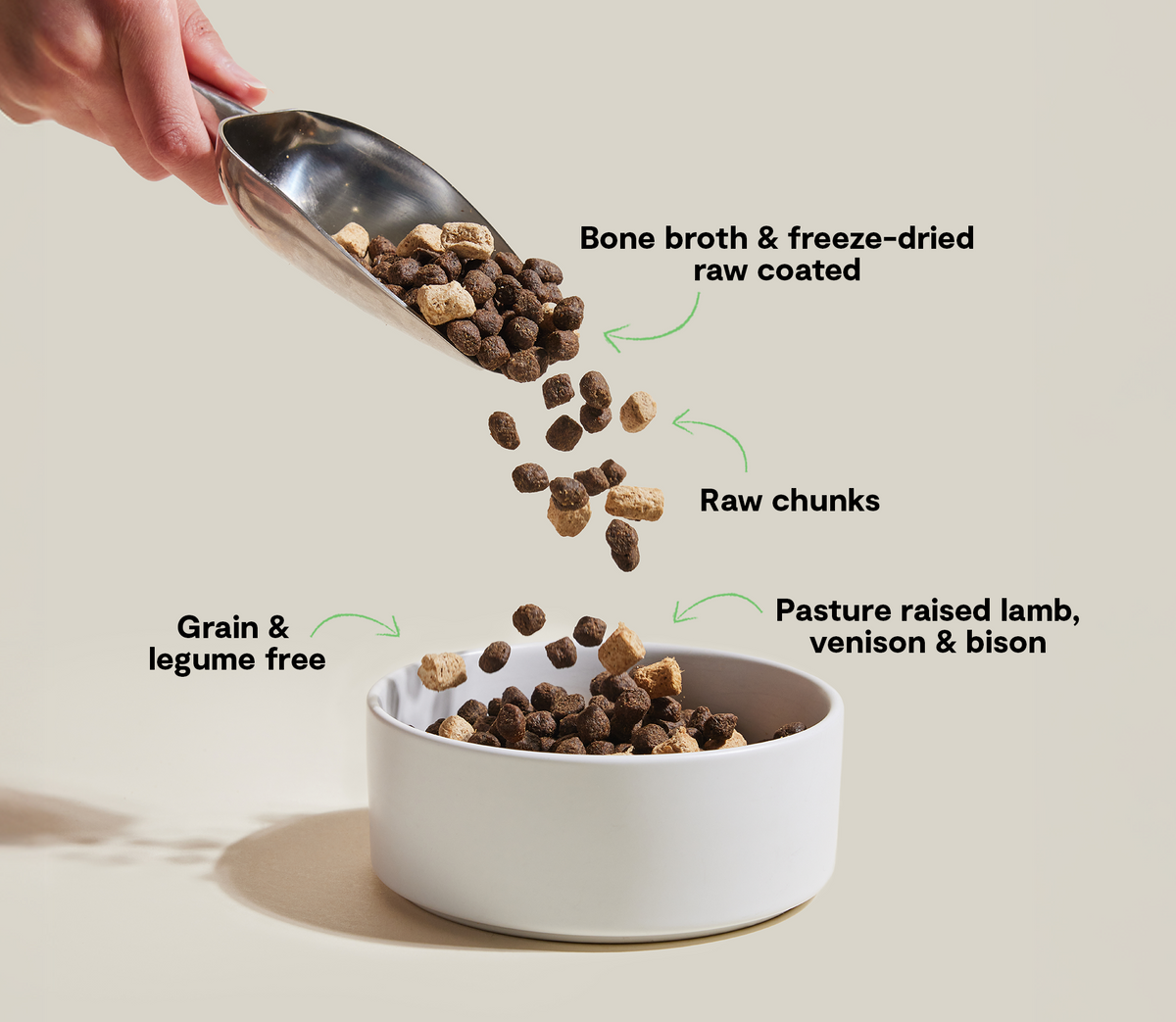 Lamb, Venison & Bison Grain-Free Raw-Coated Dog Kibble - Poultry-Free Recipe