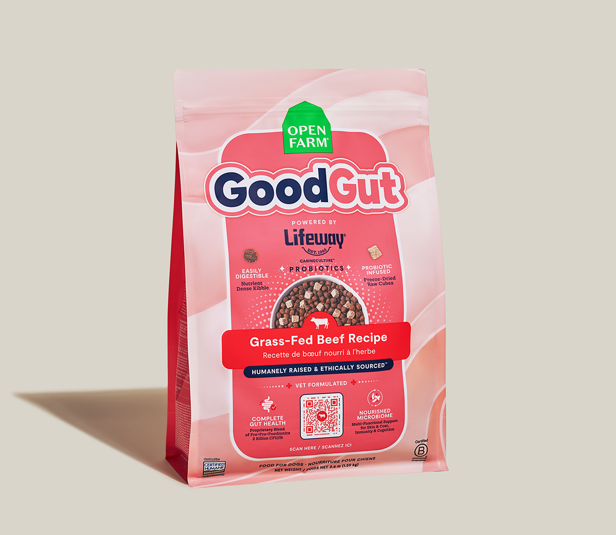Probiotic Grass-Fed Beef Kibble – Freeze-Dried Raw Cubes, Gut-Health Dog Food