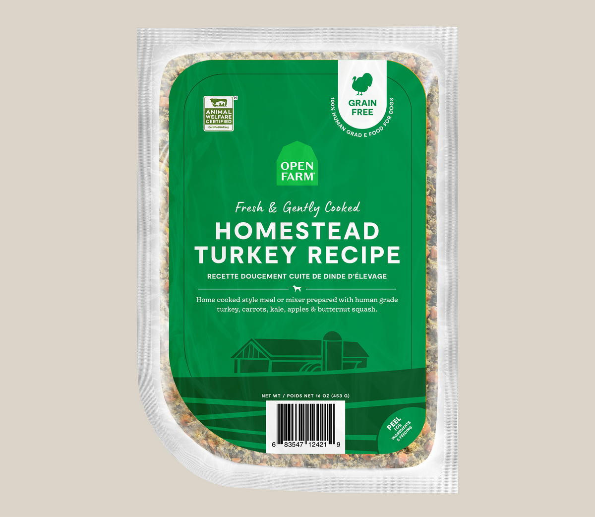 Grain-Free Turkey Gently Cooked Frozen Dog Food - Human-Grade Fresh Recipe