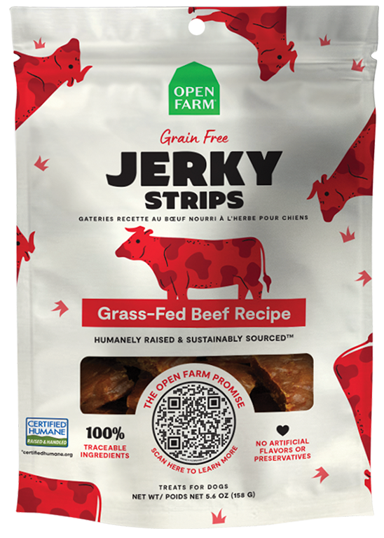 Certified Humane Grass-Fed Beef Jerky Chews – Soft Grain-Free Dog Treat Strips