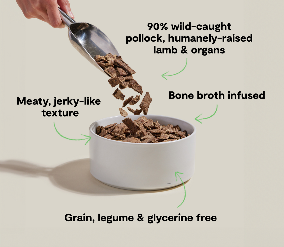 Wild Pollock & Lamb Air-Dried Dog Food – 90% Fish & Lamb Meal or Topper