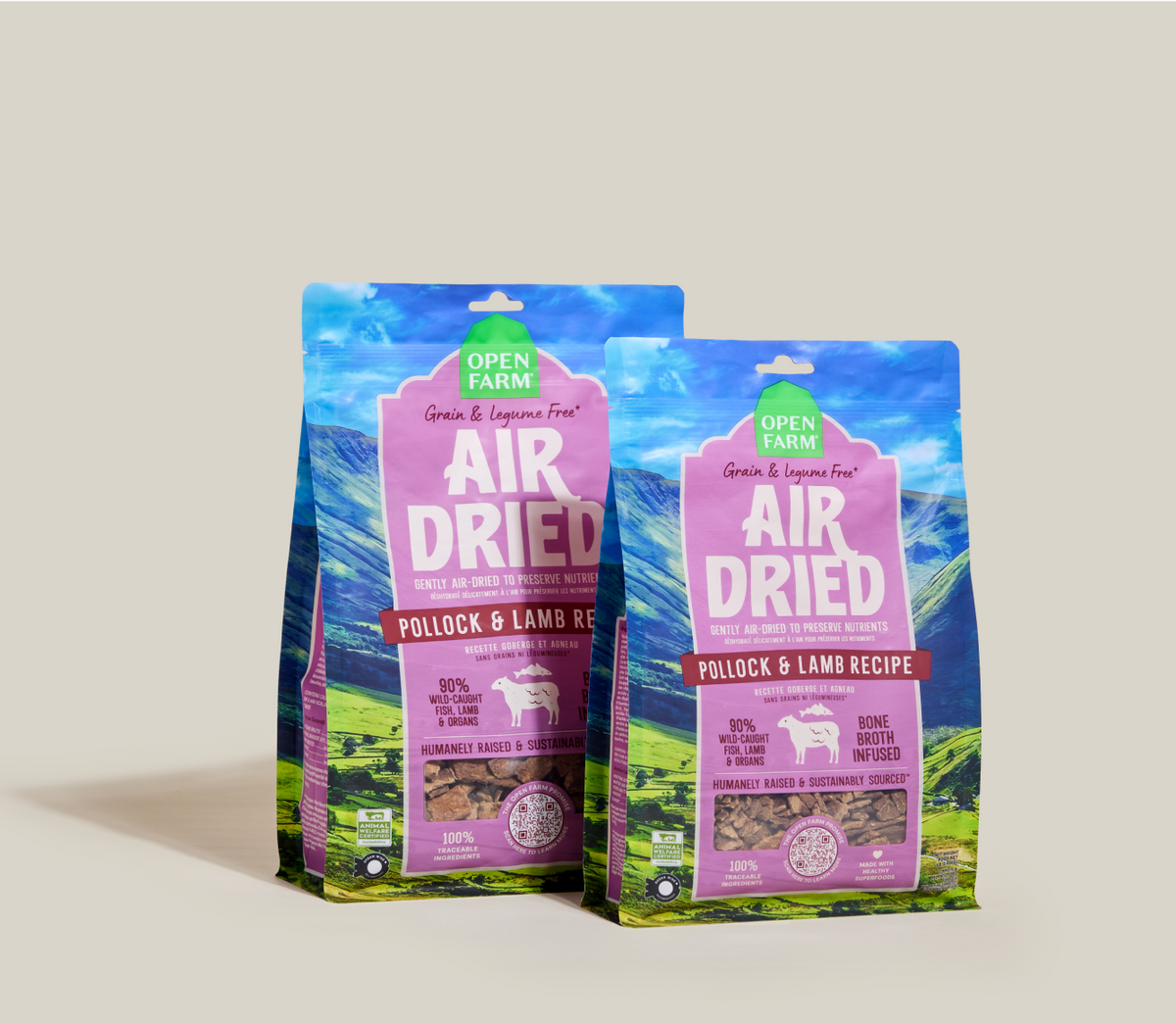 Wild Pollock & Lamb Air-Dried Dog Food – 90% Fish & Lamb Meal or Topper