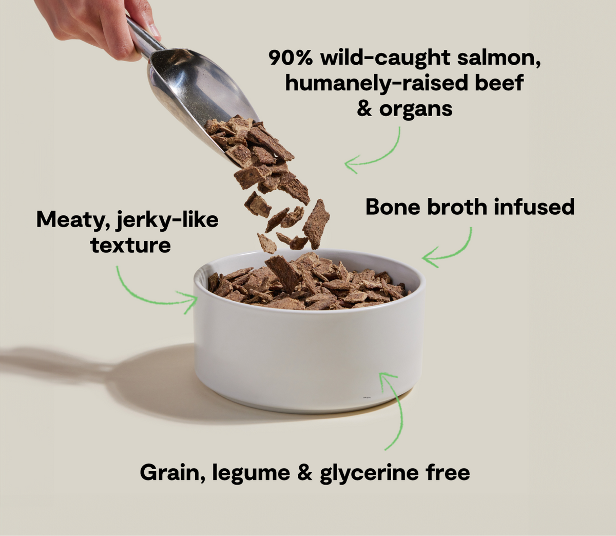 Air-Dried Surf & Turf Dog Food - 90% Salmon & Beef, Jerky-Style Complete Meal