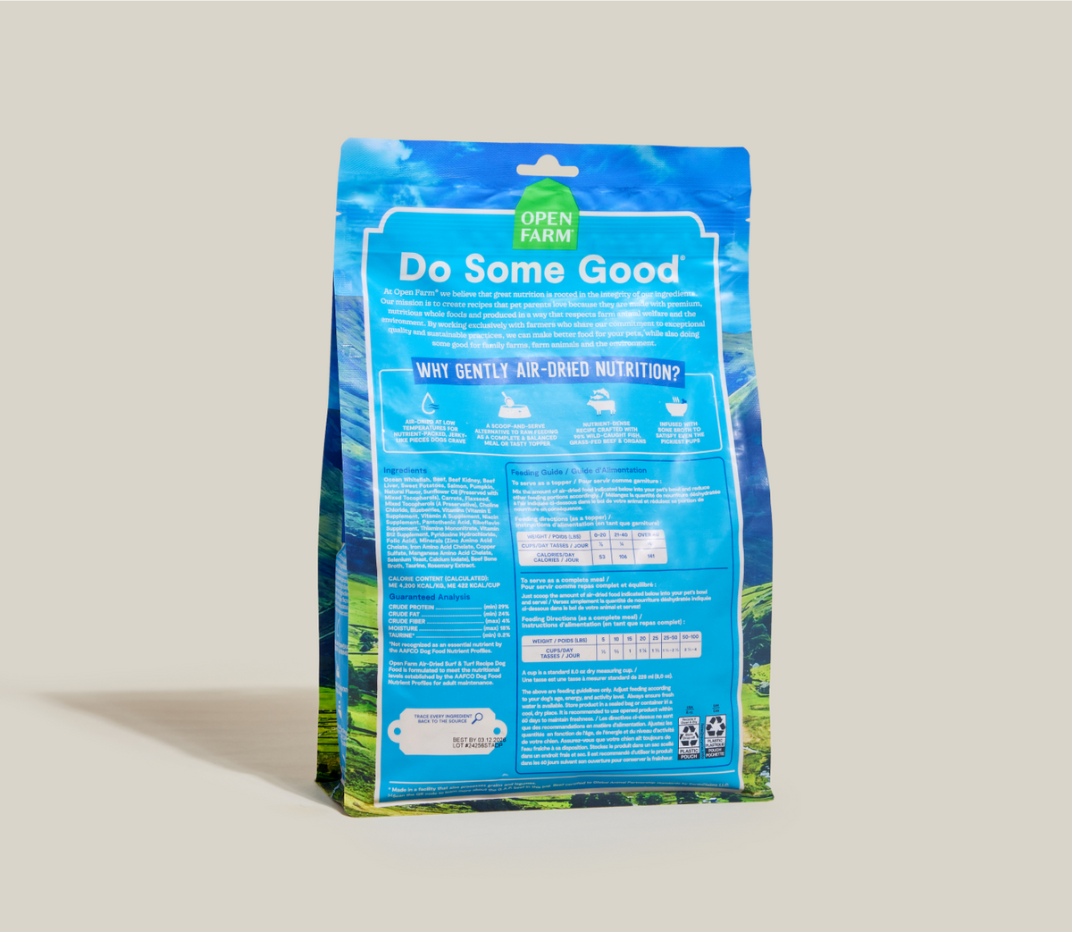 Air-Dried Surf & Turf Dog Food - 90% Salmon & Beef, Jerky-Style Complete Meal