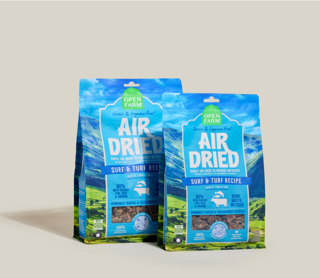 Air-Dried Surf & Turf Dog Food - 90% Salmon & Beef, Jerky-Style Complete Meal