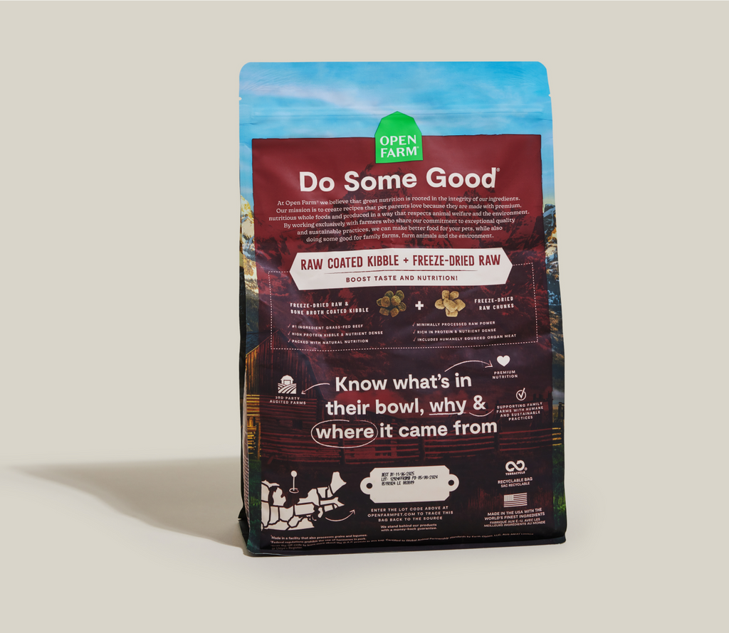 Multi-Protein Beef, Lamb & Pork Ancient Grain Dog Kibble – Raw-Coated
