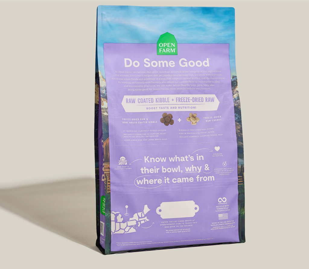 Large Breed Ancient Grains Dog Kibble – Freeze-Dried Coated, Chicken & Salmon