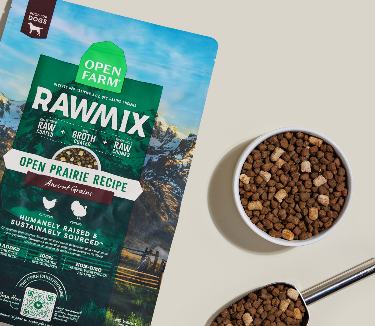 Chicken & Turkey Ancient-Grain RawMix Dog Kibble – Freeze-Dried Coated