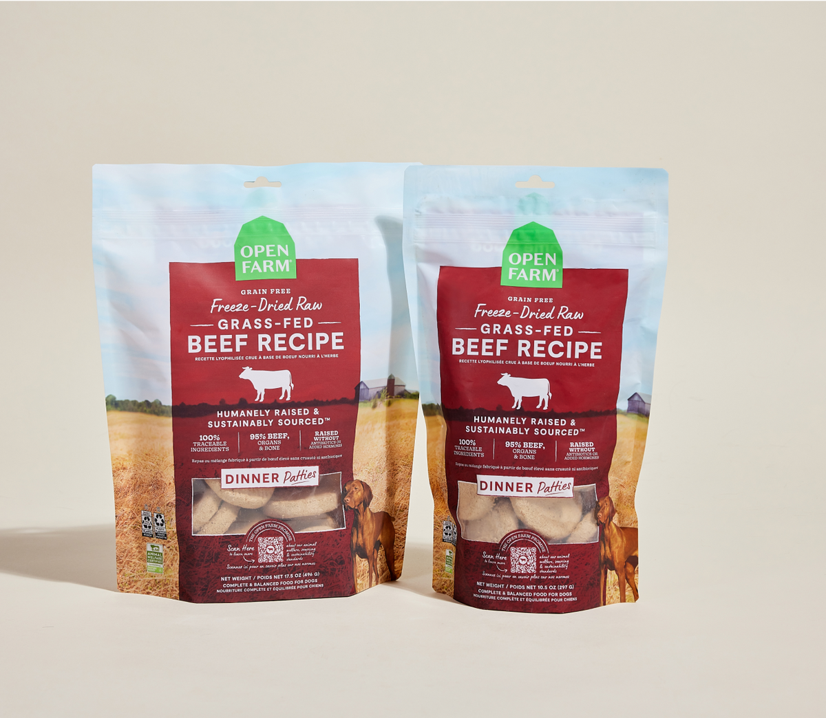 Freeze-Dried Raw Grass-Fed Beef Patties for Dogs - 95% Beef, Organ & Bone