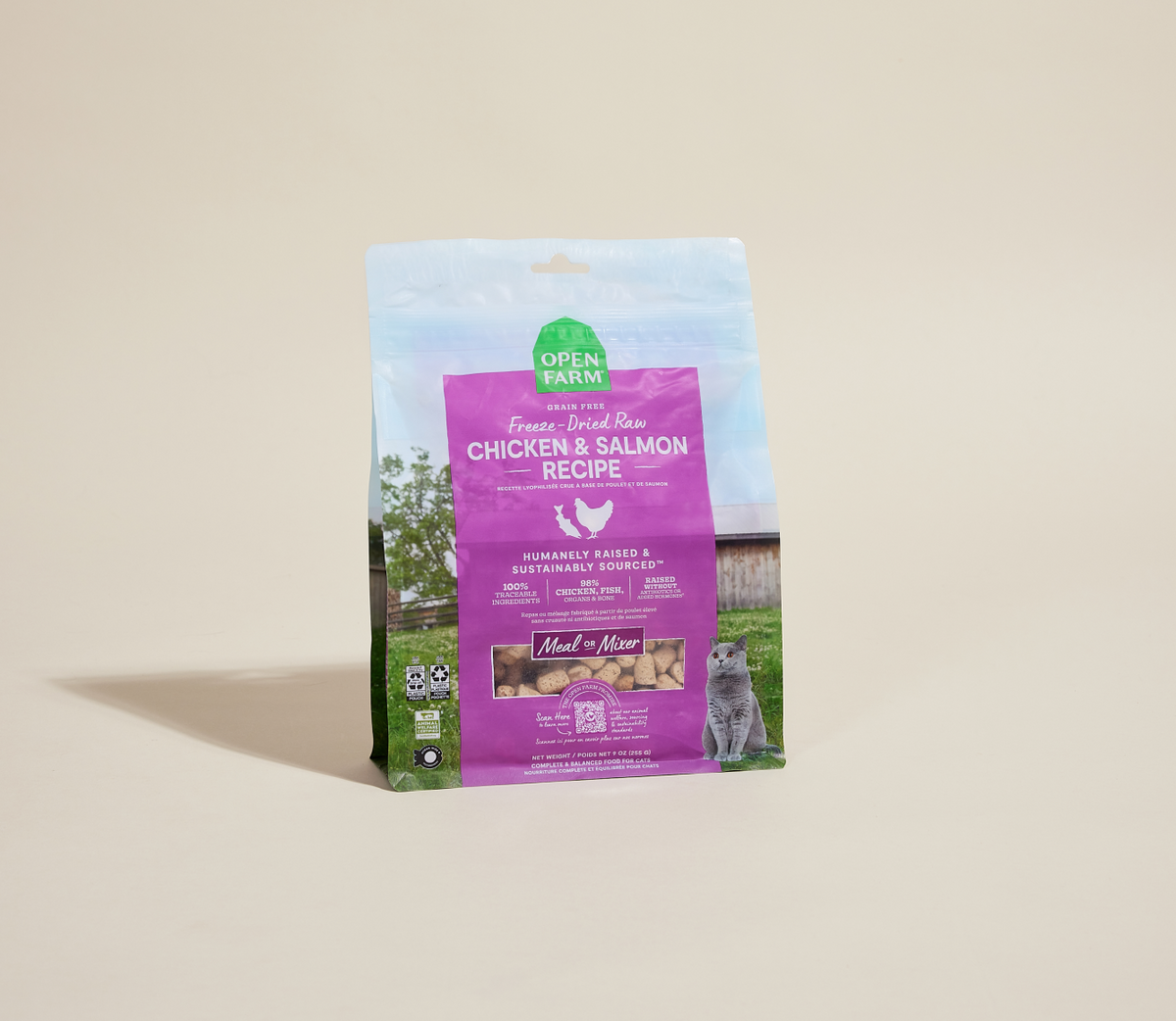 Chicken & Salmon Freeze-Dried Raw Cat Food – 98% Meat Morsel Meal Mixer