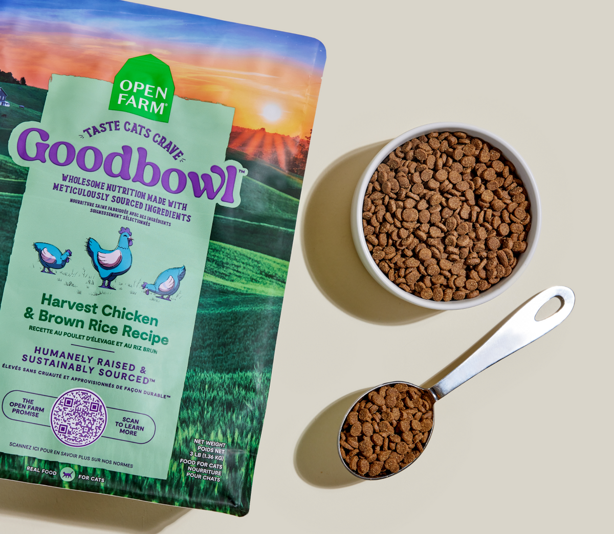 Harvest Chicken & Brown Rice Dry Cat Kibble – Antibiotic-Free Protein