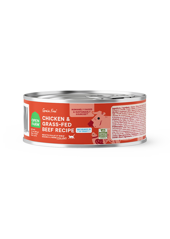Chicken & Grass-Fed Beef Morsels in Savory Gravy for Adult & Senior Cats