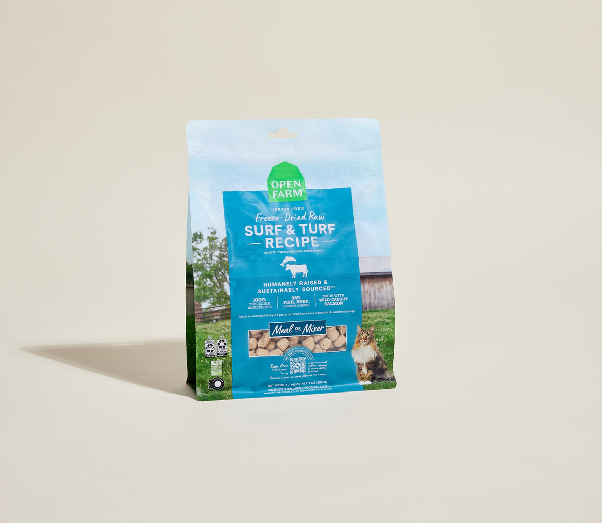 Surf & Turf Freeze-Dried Raw Morsels for Cats – 98% Beef Salmon Organ