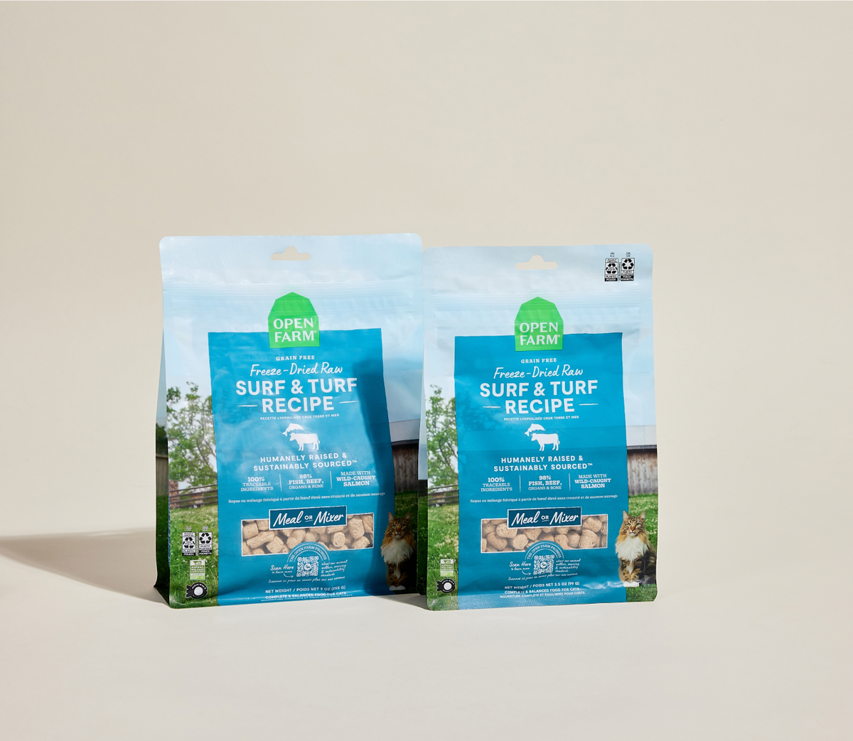 Surf & Turf Freeze-Dried Raw Morsels for Cats – 98% Beef Salmon Organ