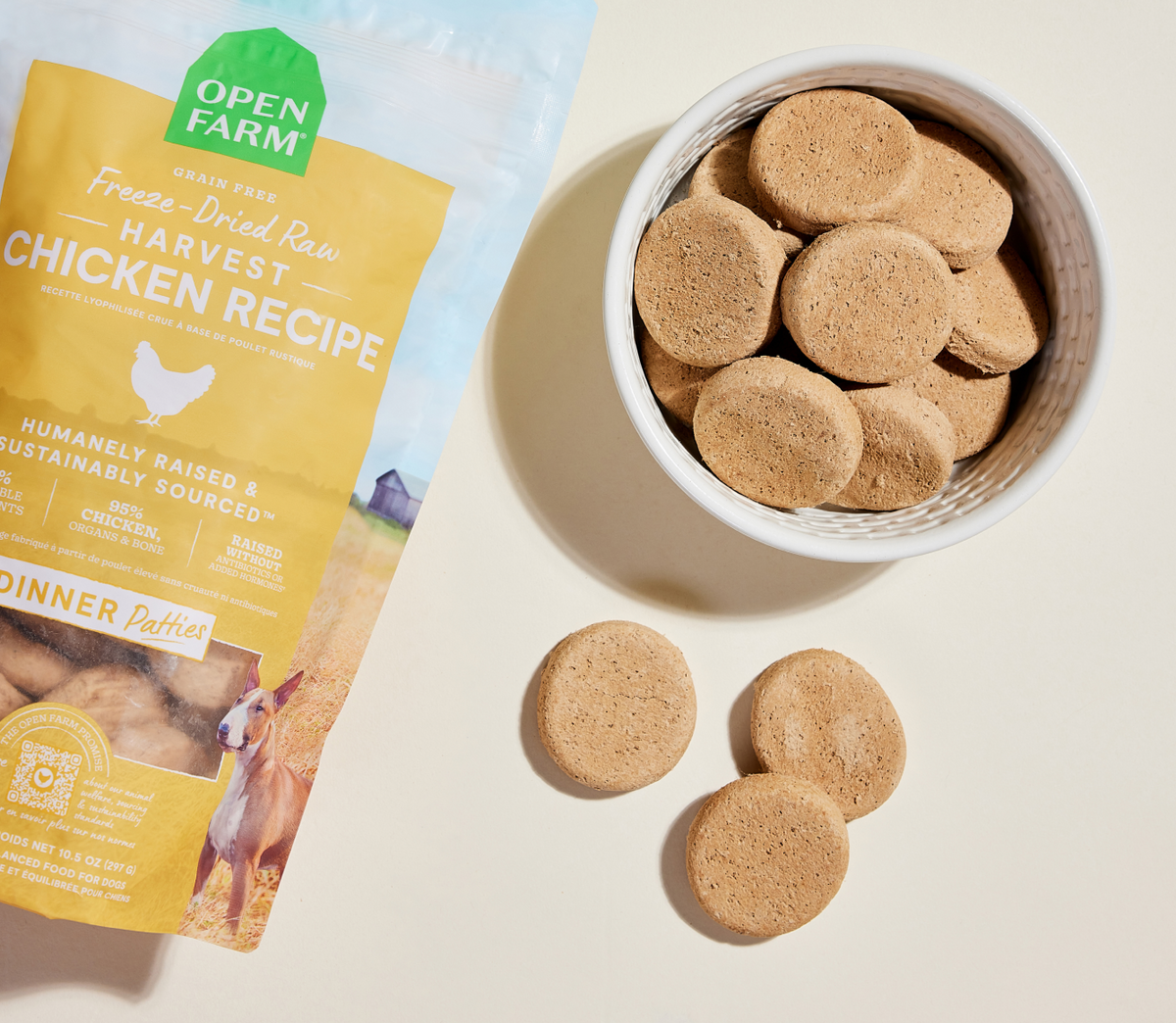 Freeze-Dried Raw Chicken Patties for Dogs - 95% Chicken, Organ & Bone Meal