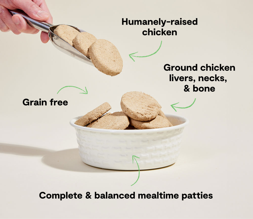 Freeze-Dried Raw Chicken Patties for Dogs - 95% Chicken, Organ & Bone Meal