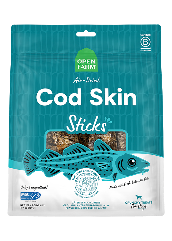 Icelandic Air-Dried Cod Skin Dog Chew Sticks – MSC Certified Omega-3