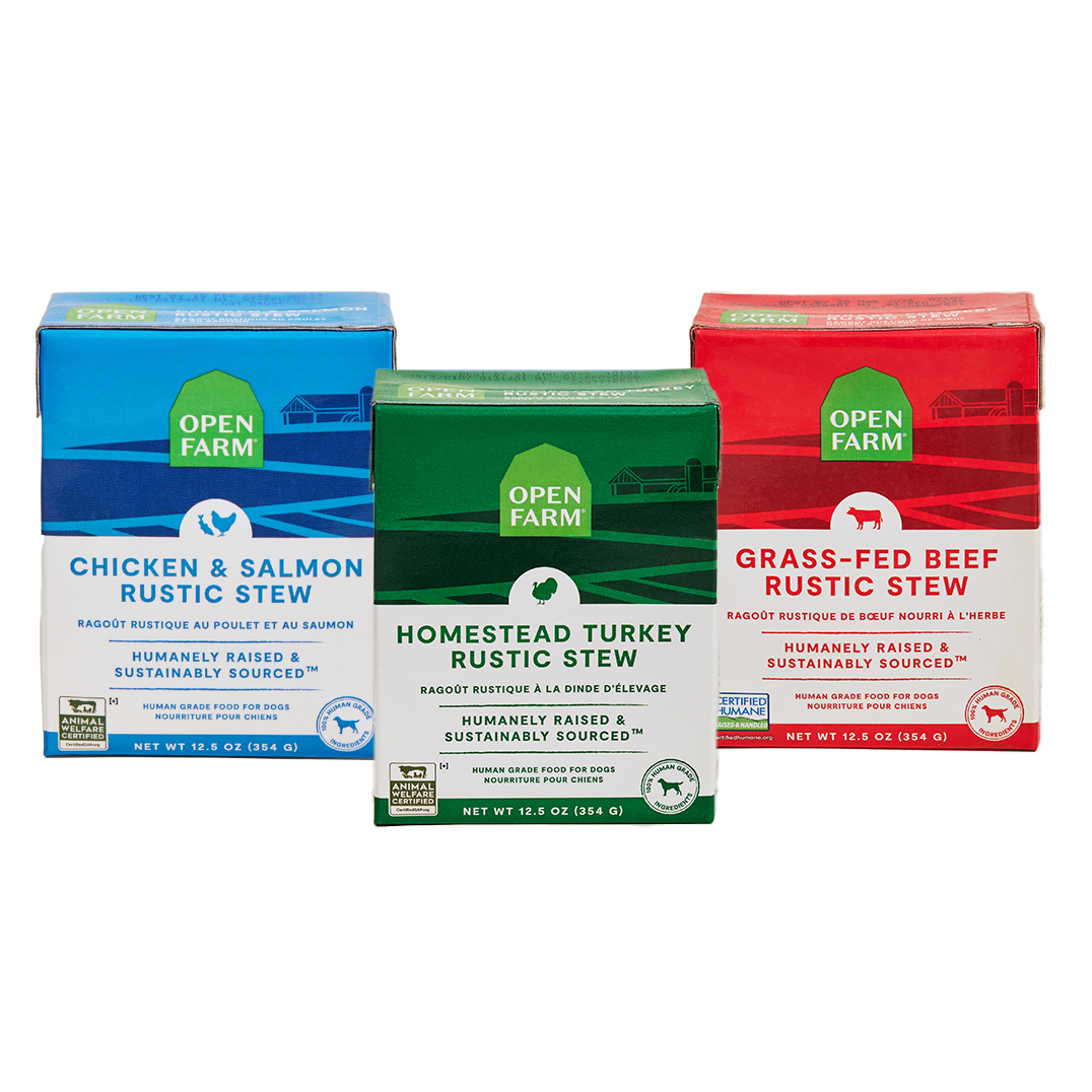 Rustic Wet Stew Variety Pack – Beef, Turkey & Chicken Salmon Dog Food Cans