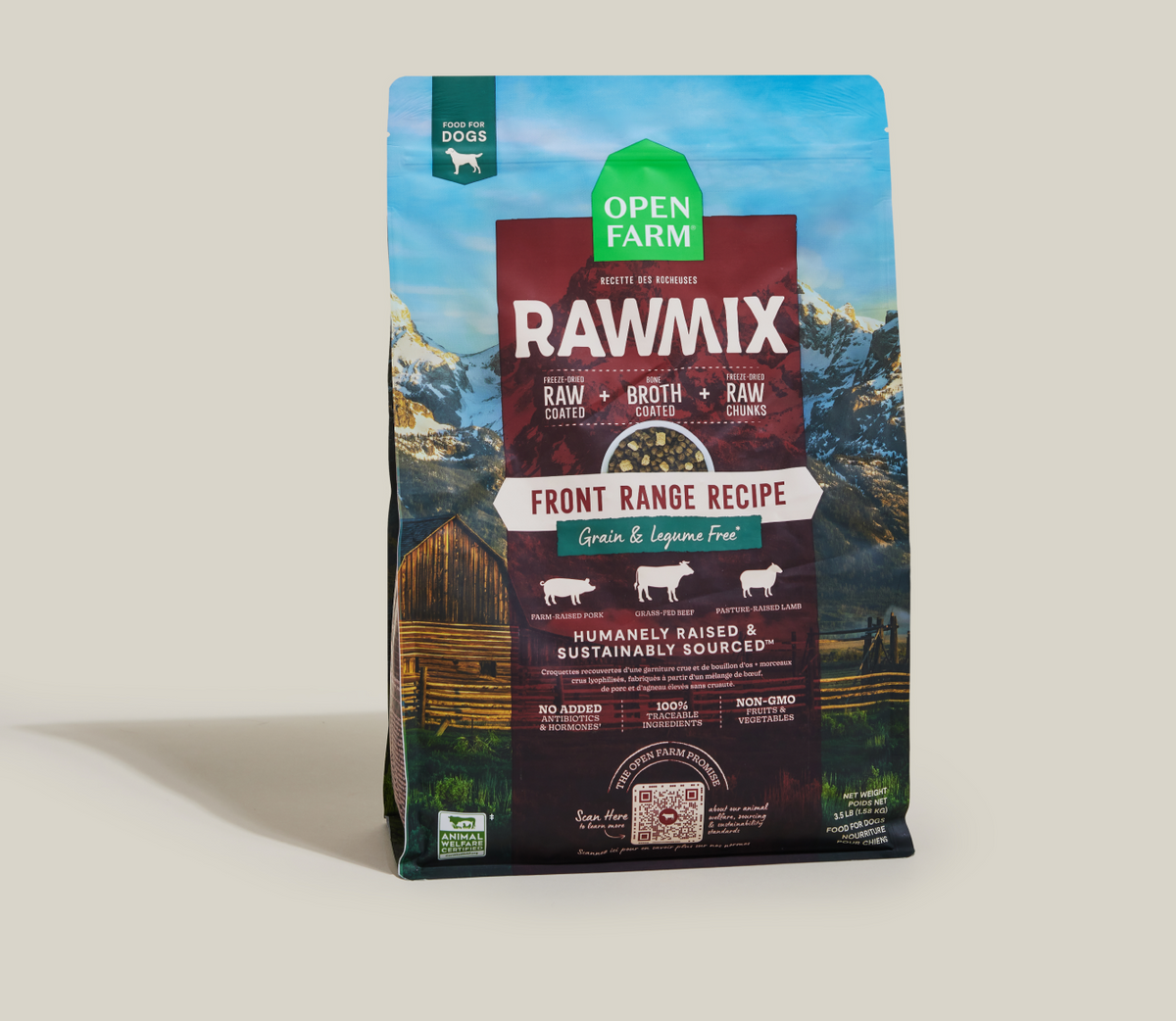 Beef, Lamb & Pork Grain-Free Raw-Coated Dog Kibble - Bone Broth Chunks