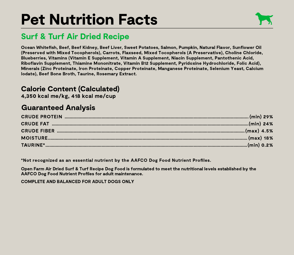 Air-Dried Surf & Turf Dog Food - 90% Salmon & Beef, Jerky-Style Complete Meal