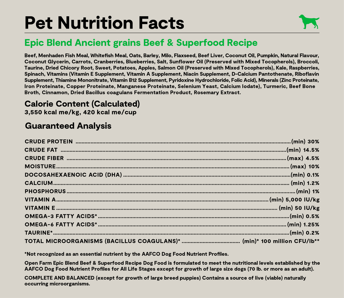 Beef & Superfood Epic Blend Dog Kibble – Probiotic-Coated Air-Dried Bits