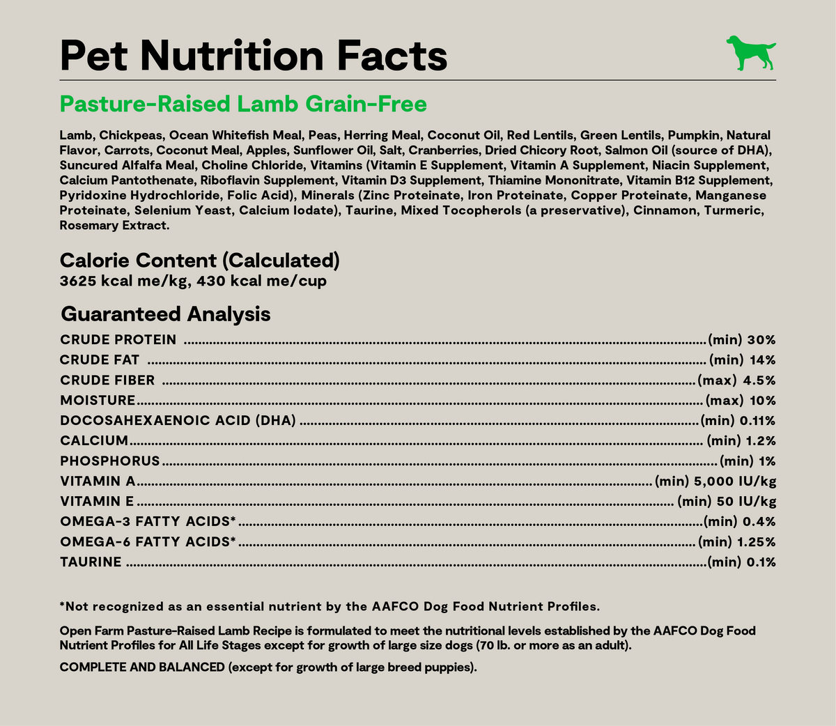 Pasture-Raised Lamb Dog Kibble – Grain-Free, Pumpkin & Coconut Oil