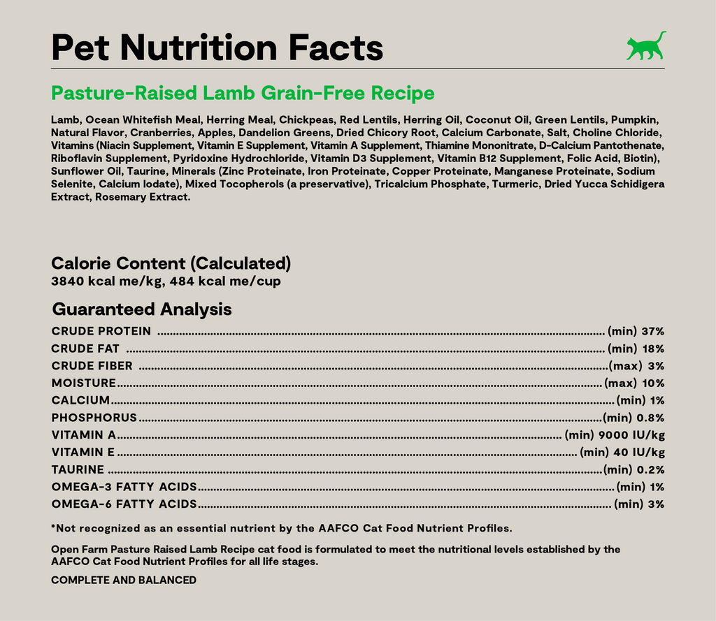 New Zealand Lamb Grain-Free Cat Kibble – Digestive Support Dry Food