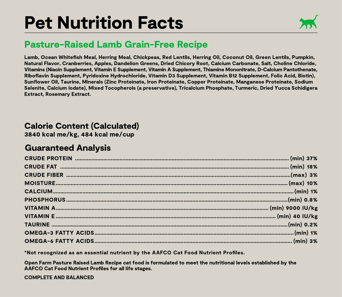 New Zealand Lamb Grain-Free Cat Kibble – Digestive Support Dry Food