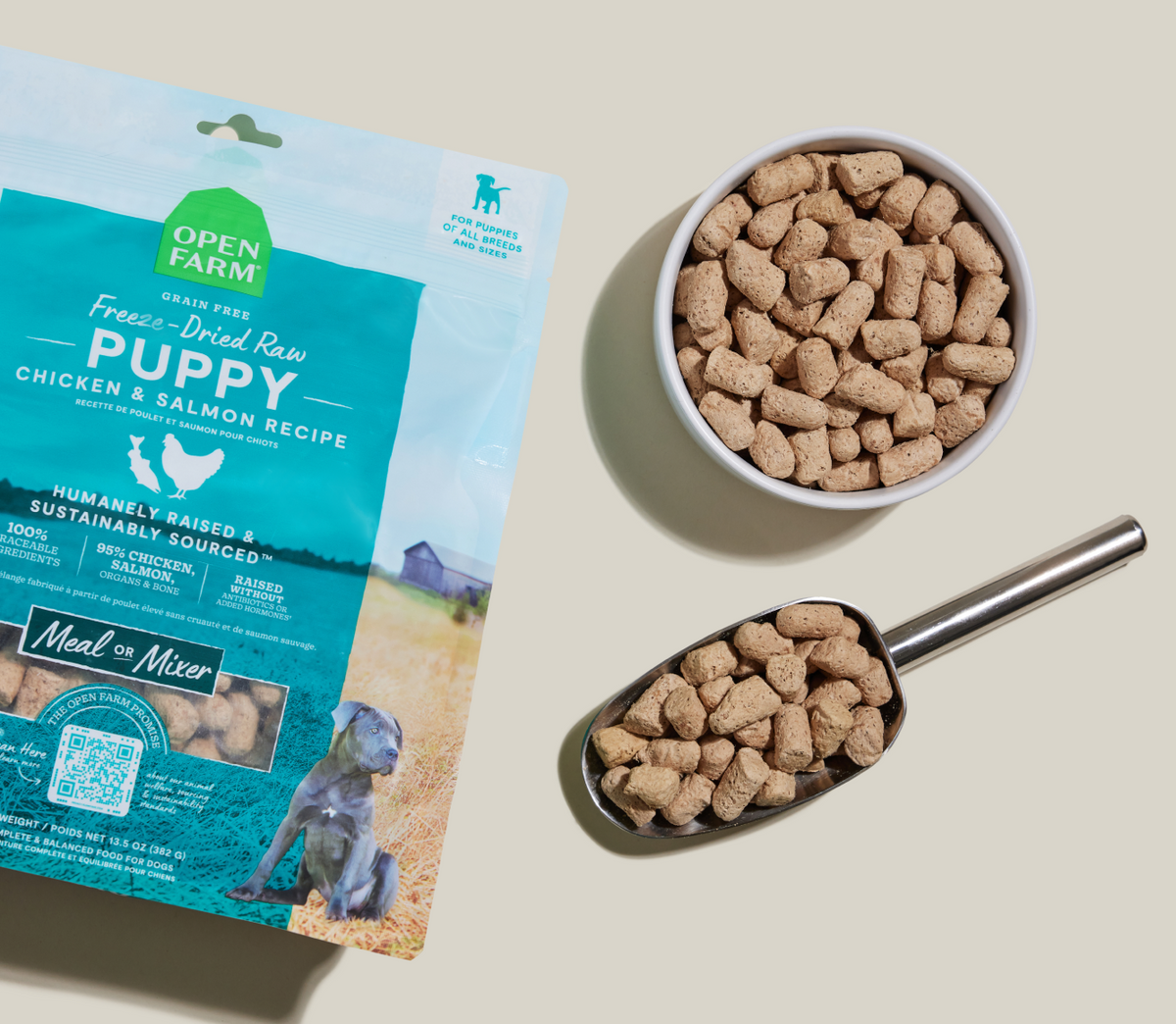 Freeze-Dried Raw Chicken & Salmon Puppy Morsels - 95% Meat, Organ & Bone