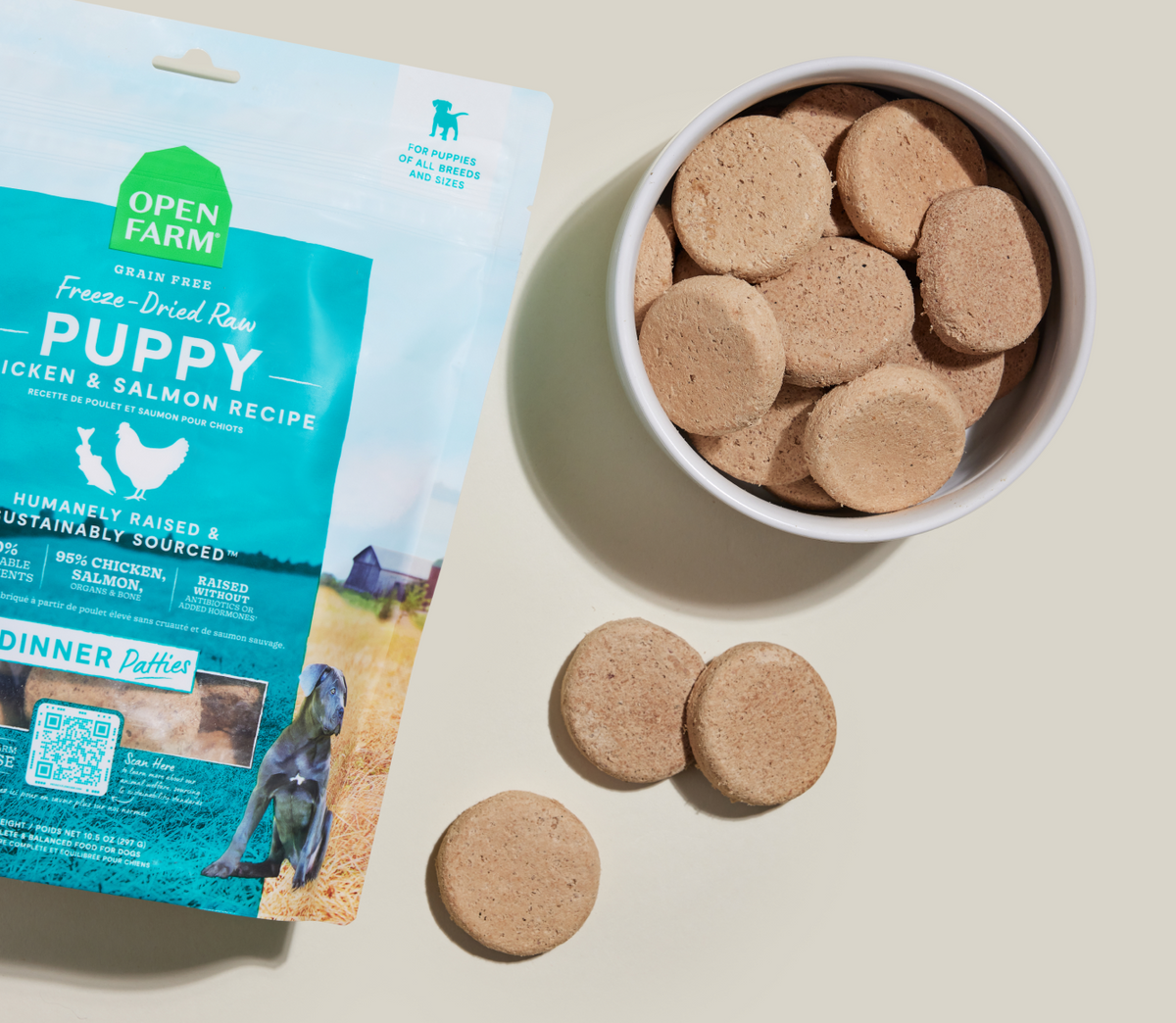 Chicken & Salmon Freeze-Dried Raw Dinner Patties – Puppy Food, Grain-Free