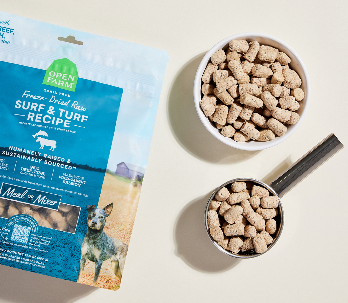Surf & Turf Freeze-Dried Raw Morsels – Salmon & Beef Grain-Free Dog Food
