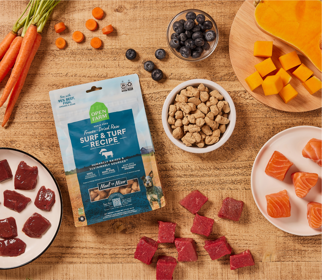 Surf & Turf Freeze-Dried Raw Morsels – Salmon & Beef Grain-Free Dog Food
