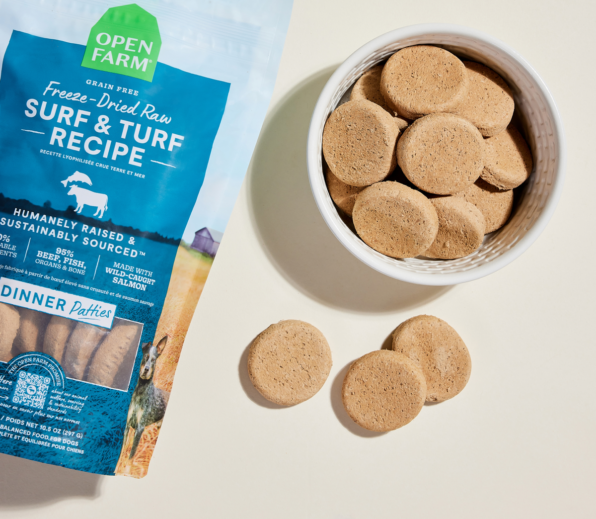 95% Salmon & Beef Ocean Wise Freeze-Dried Raw Dog Food Dinner Patties