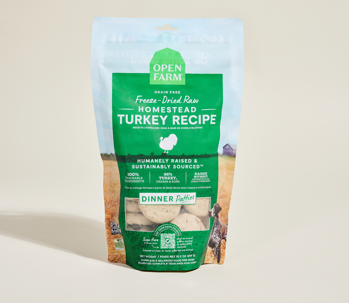 Single-Protein Turkey Freeze-Dried Raw Dinner Patties – Grain-Free Dog Food