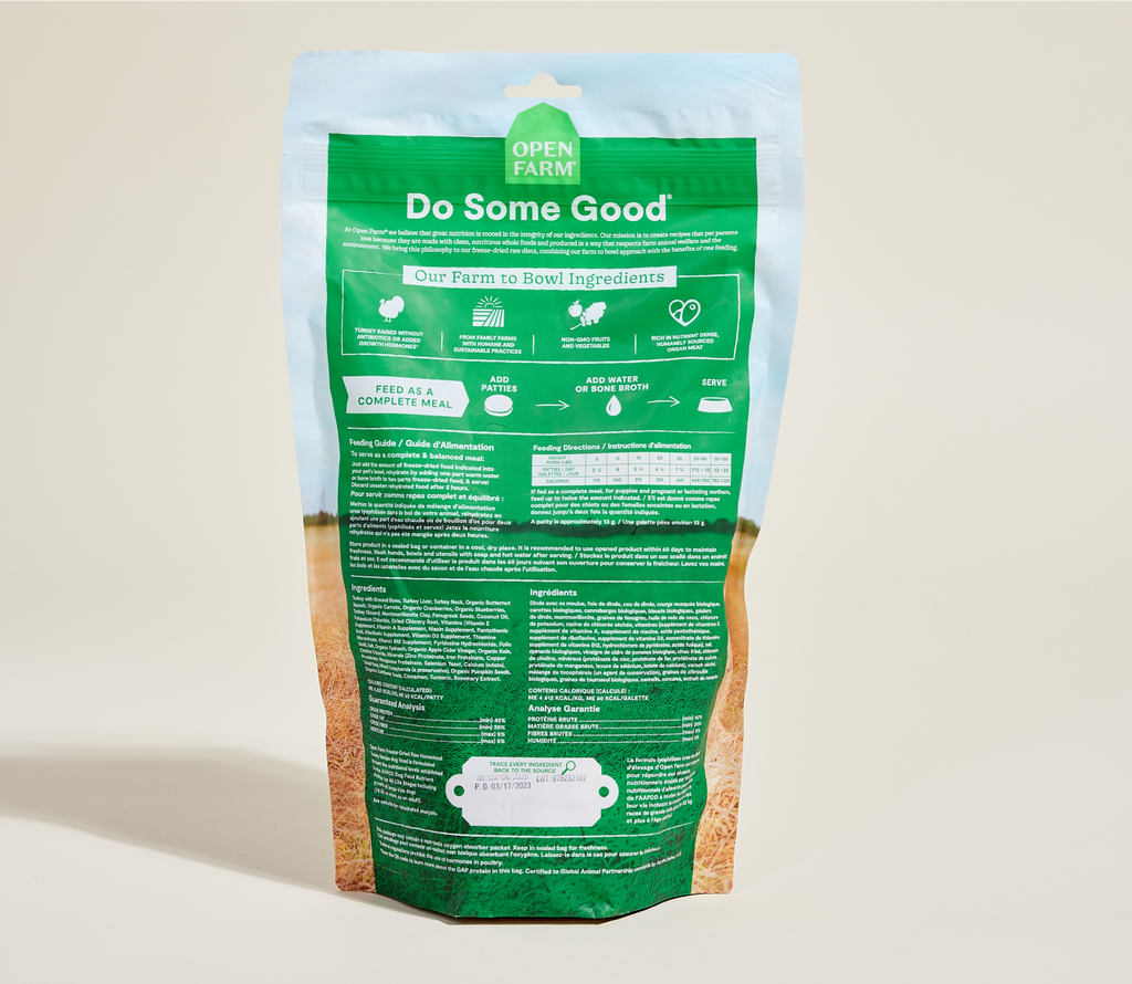 Single-Protein Turkey Freeze-Dried Raw Dinner Patties – Grain-Free Dog Food