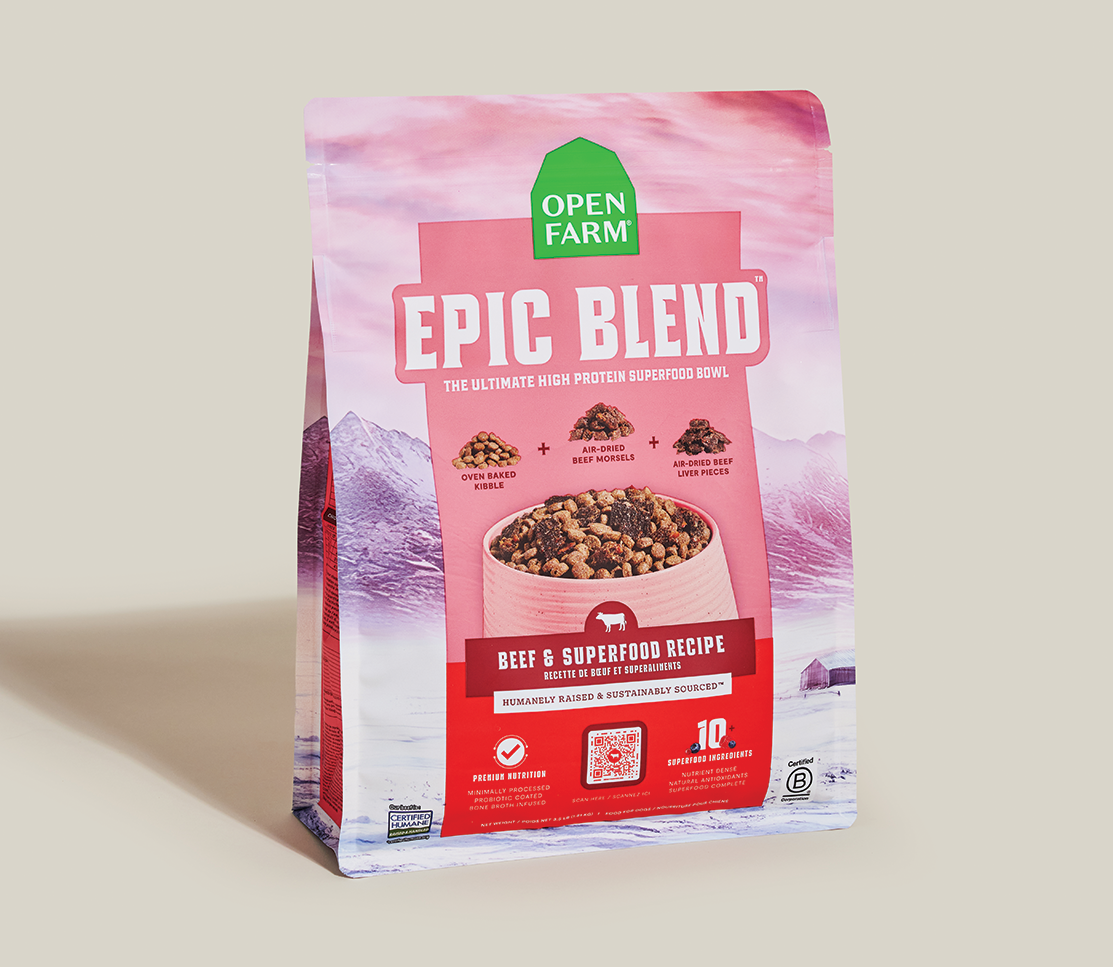 Beef & Superfood Epic Blend Dog Kibble – Probiotic-Coated Air-Dried Bits