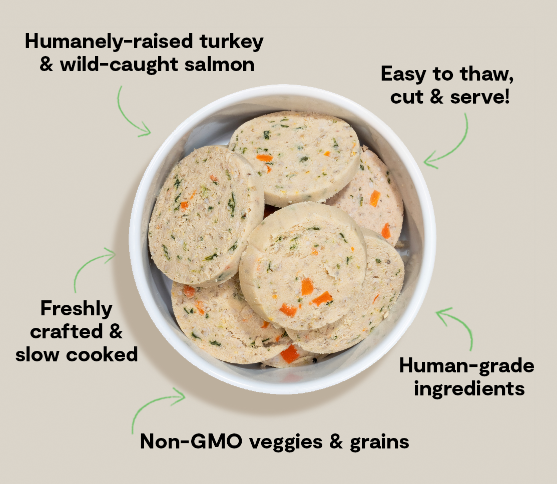 Slice-and-Serve Turkey & Ocean Wise Salmon Frozen Fresh Dog Food Roll