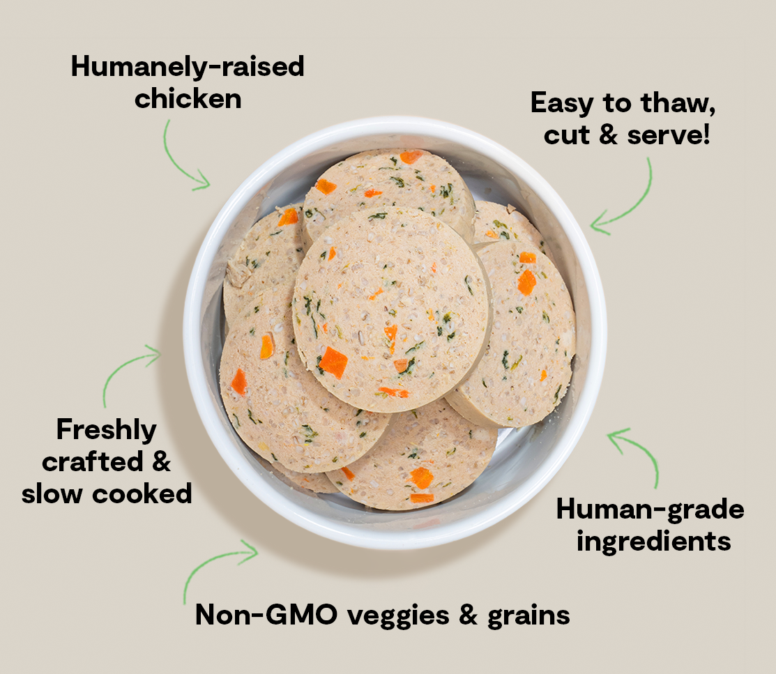 Freshly Crafted Chicken Roll – Gently Cooked Frozen Dog Food, Slice & Serve