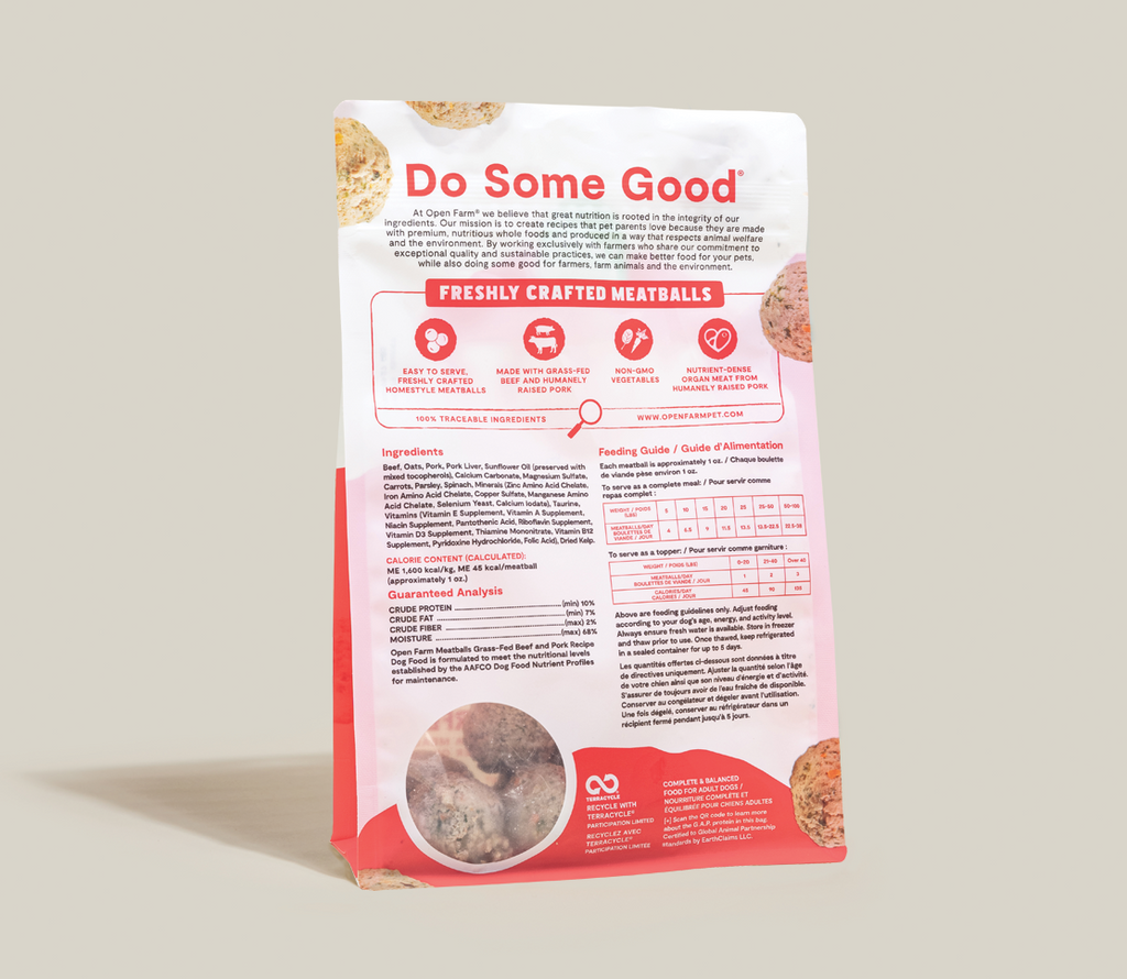 Grass-Fed Beef & Pork Gently Cooked Meatballs – Frozen Dog Food, Human-Grade