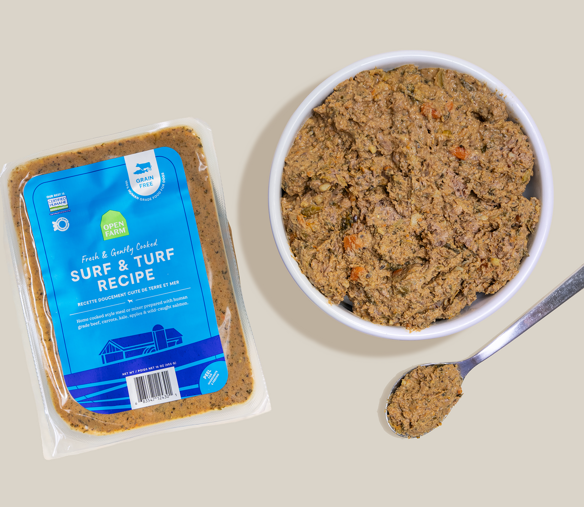 Surf & Turf Gently Cooked Frozen Dog Food – Grass-Fed Beef Salmon Liver
