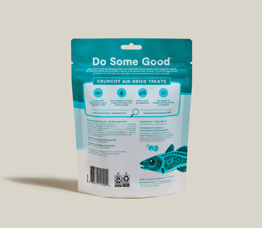 Two-Ingredient Air-Dried Cod & Blueberry Dog Treat Bars – Omega-3