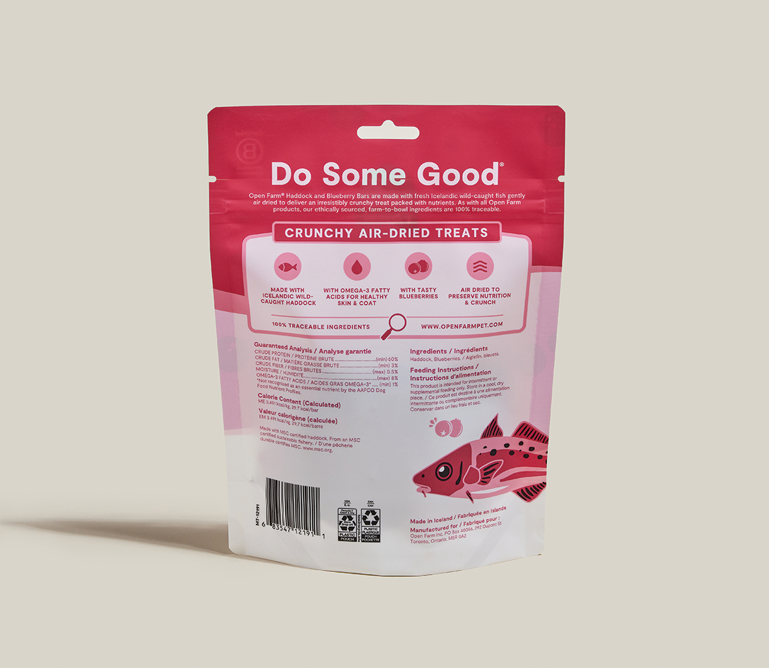 Air-Dried Haddock & Blueberry Dog Treat Bars - MSC Wild-Caught, 2 Ingredients