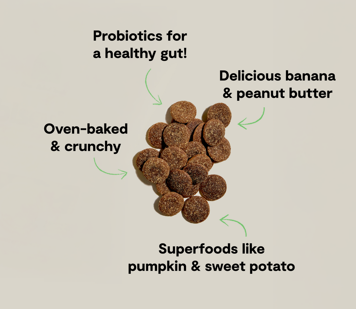 Peanut Butter & Banana Crunchy Dog Biscuits – Probiotic, Oven-Baked Treats