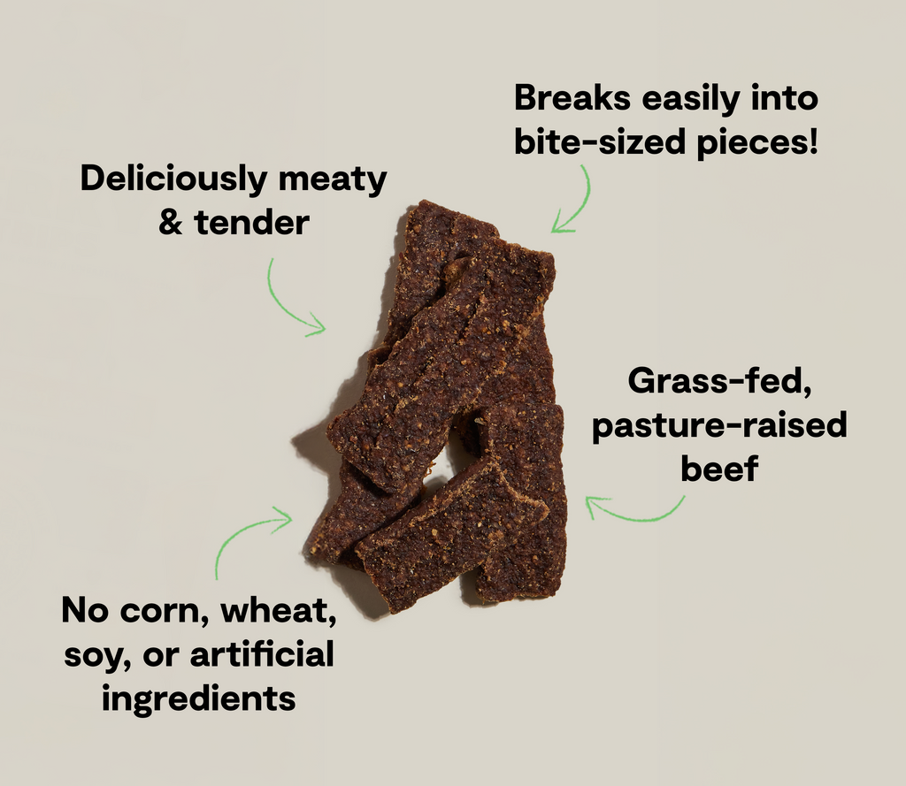 Certified Humane Grass-Fed Beef Jerky Chews – Soft Grain-Free Dog Treat Strips