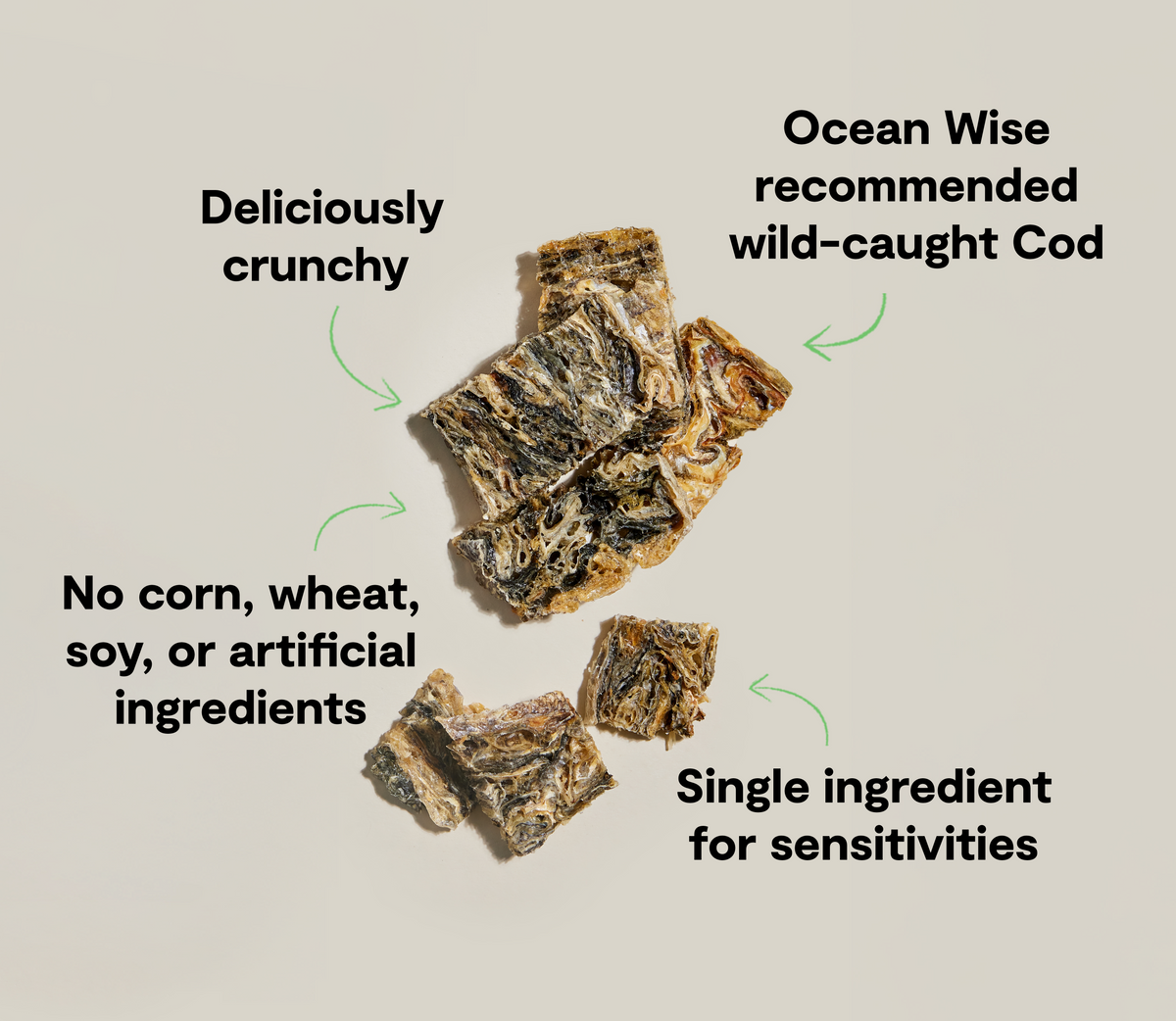 Dehydrated Wild-Caught Cod Skin Dog Chews – Single-Ingredient Crunchy