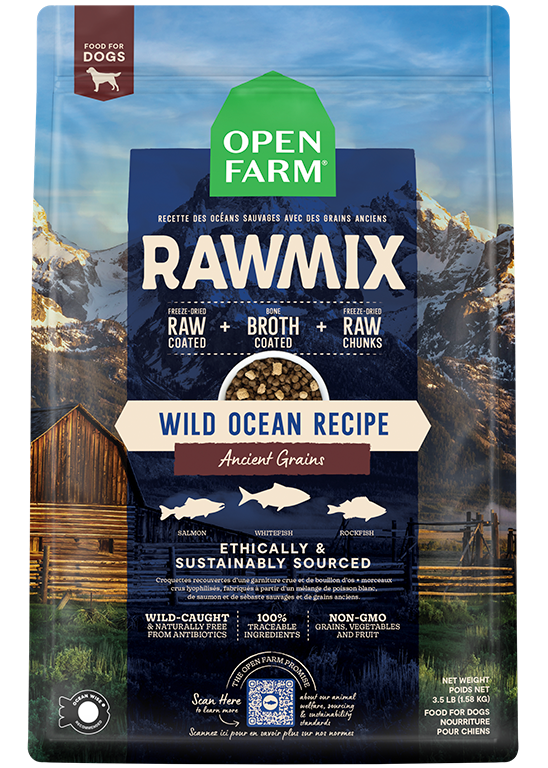 Wild Ocean Fish Ancient Grains Dog Kibble – Freeze-Dried Coated, Skin & Coat