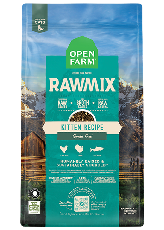 Grain-Free Chicken Turkey Salmon Kitten RawMix Kibble – DHA Raw-Coated