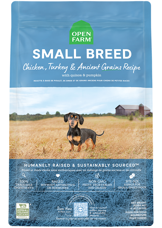 Small-Breed Ancient Grains Dog Kibble – Chicken, Turkey & Fish, Complete