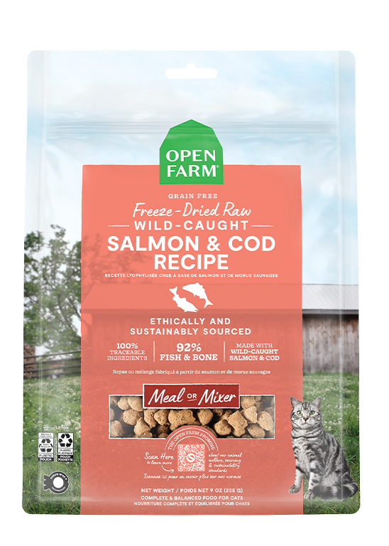 Wild Salmon & Cod Freeze-Dried Raw Morsels – Grain-Free Cat Food or Topper