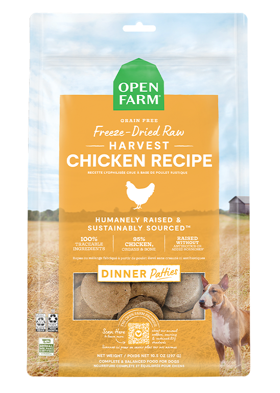Freeze-Dried Raw Chicken Patties for Dogs - 95% Chicken, Organ & Bone Meal